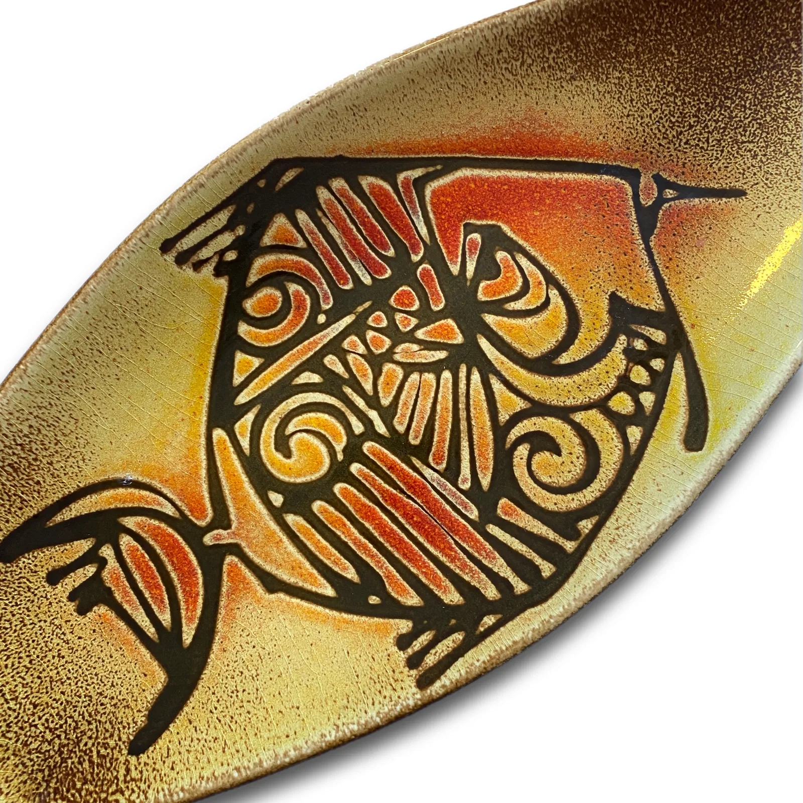 Poole Pottery Aegean Spear Dish, Shape 82 With Fish Design  1970s English Pottery photo Home Decor