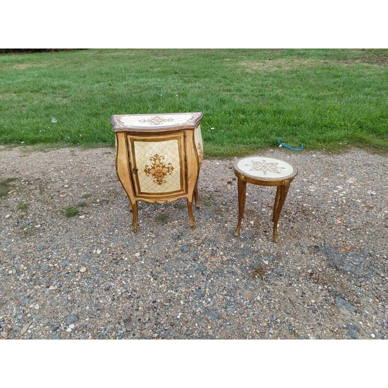 Ventru Bedside Cabinet In Gilded Wood + Shelf