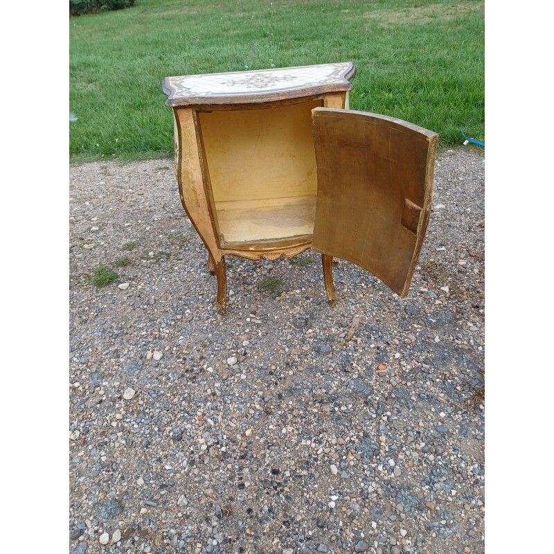 Ventru Bedside Cabinet In Gilded Wood + Shelf photo vintage