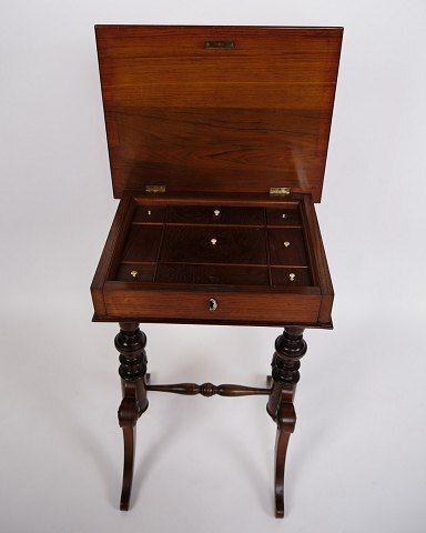 Antique Side Table With Drawer   Hand Polished Mahogany   Turned Legs   Year 1880s photo 515.0
