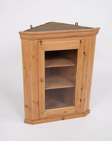 Hanging Corner Cabinet With Glass Door   Pine   Year 1890s photo furniture