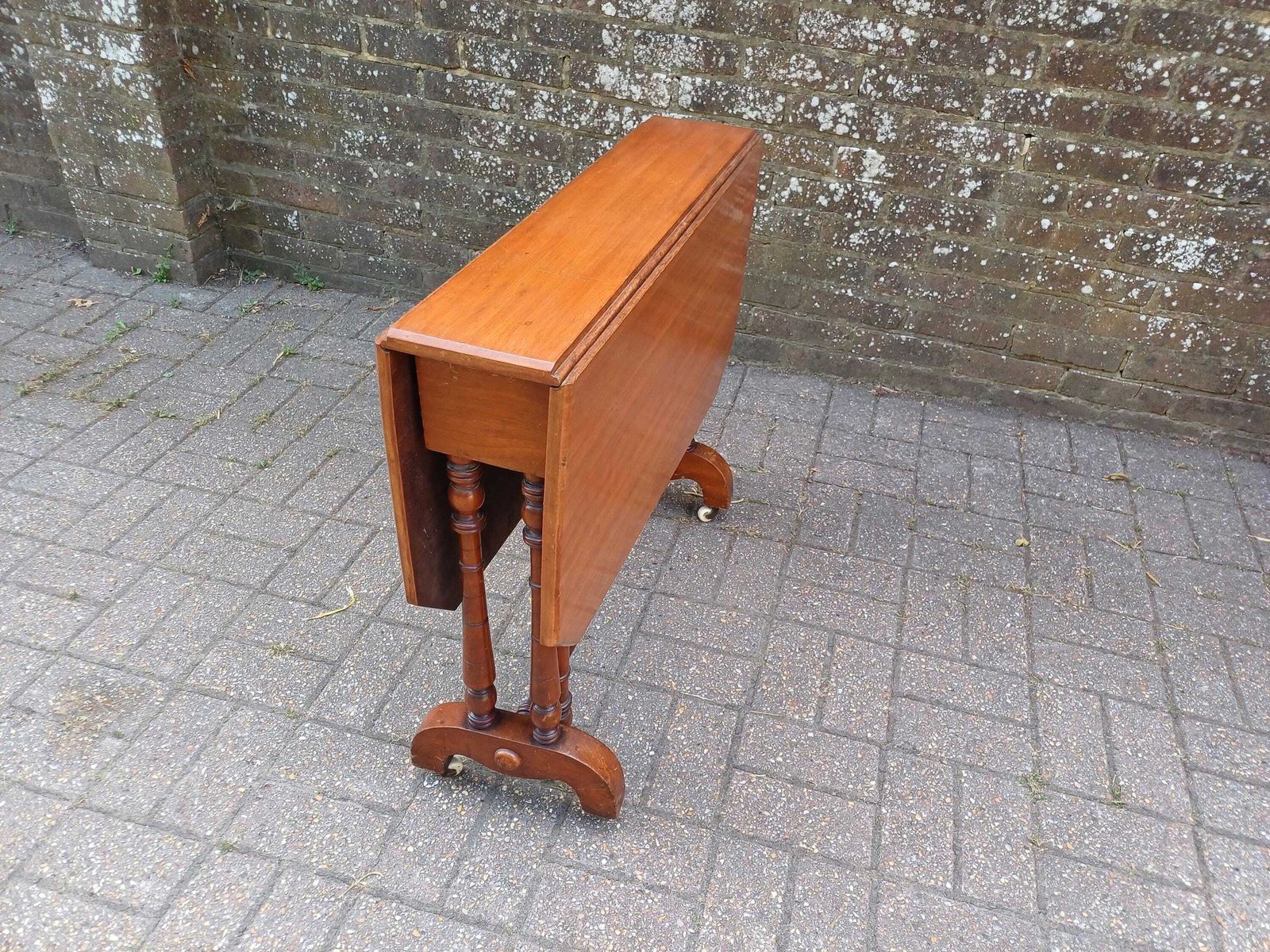 Antique Victorian Mahogany Drop Leaf Occasional Games Side Table With Turned Legs Castors C.1860 Extendable Folding Table Free Hand Delivery photo buy