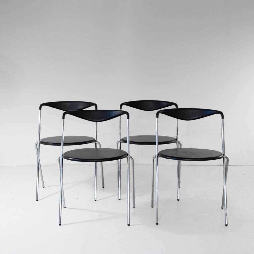 photo for sale Industrial Stackable Dining Chairs In The Style Of Hans Eichenberger, Set Of 4