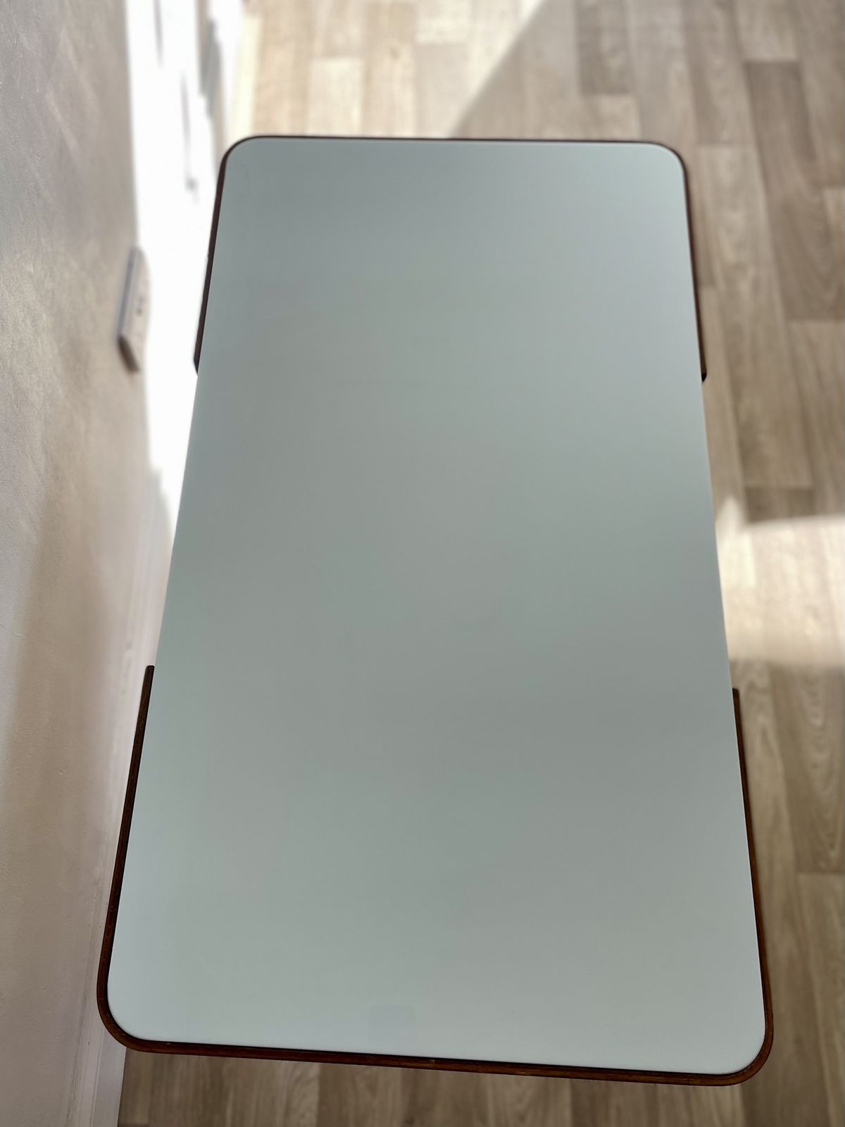 photo furniture Mid Century Modern Coffee Table By Jiří Jiroutek, Beech Frame + White Opaxite Glass