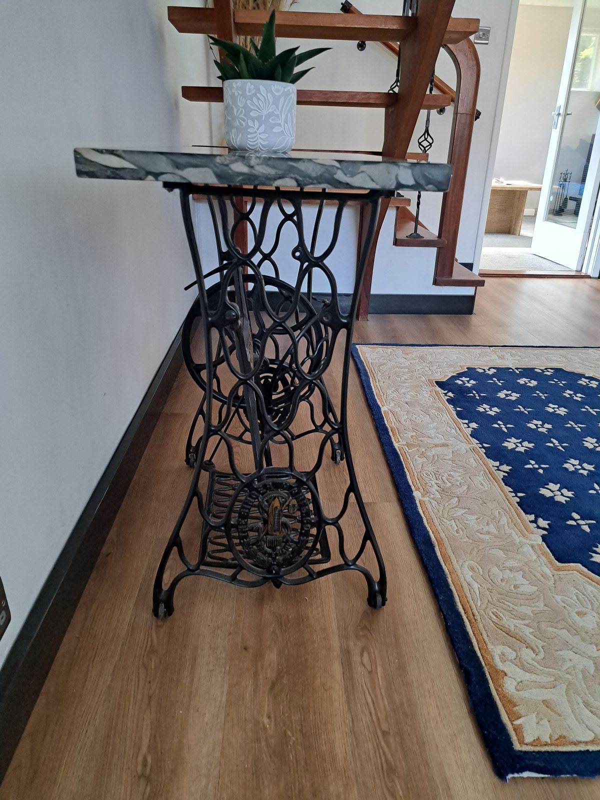 Garden/Balcony Table,Cast Iron Treadle Base,Granite Top. photo Garden Furniture