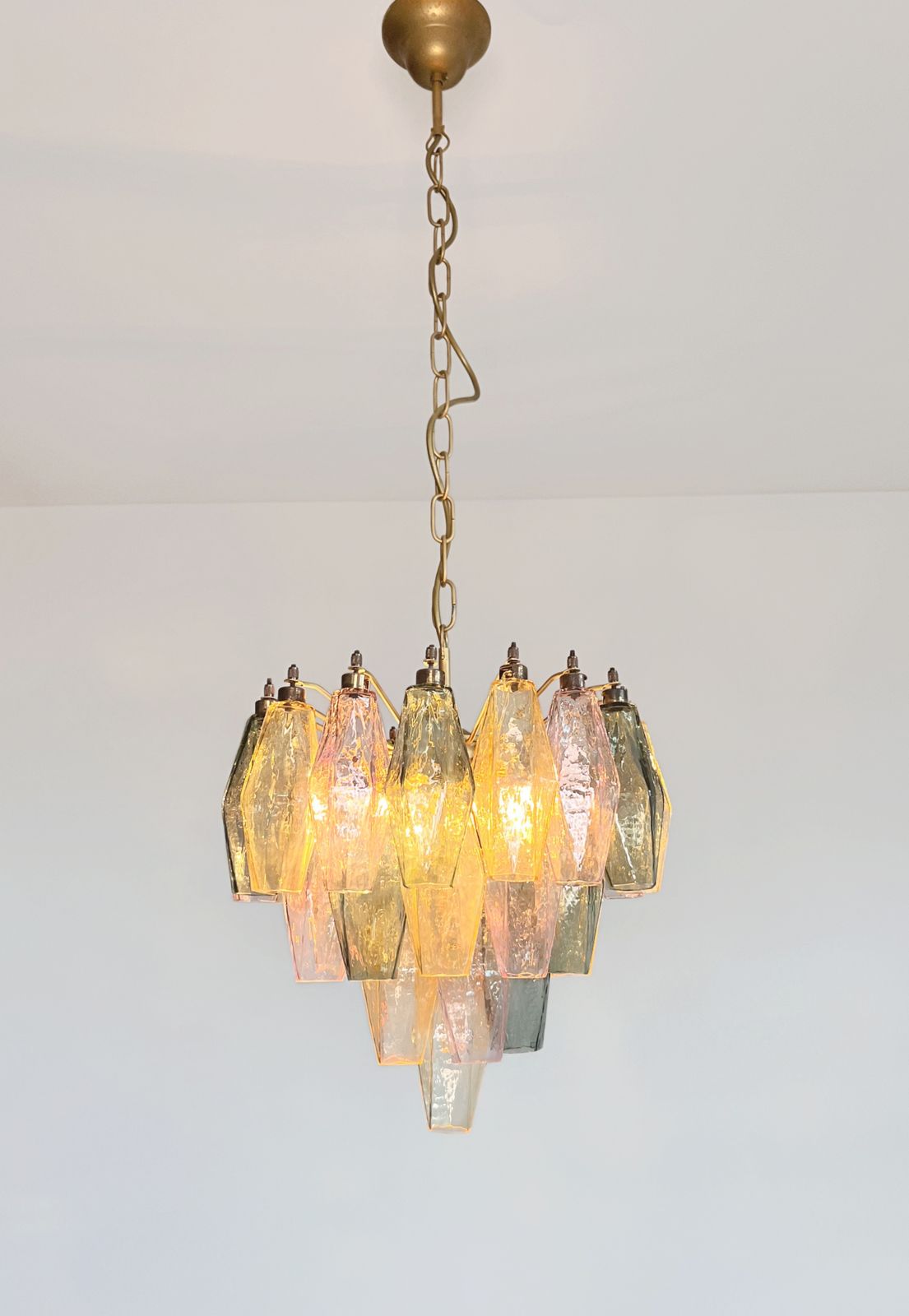 Elegant Murano Multicolored Poliedri Chandelier   Carlo Scarpa Design photo Lighting