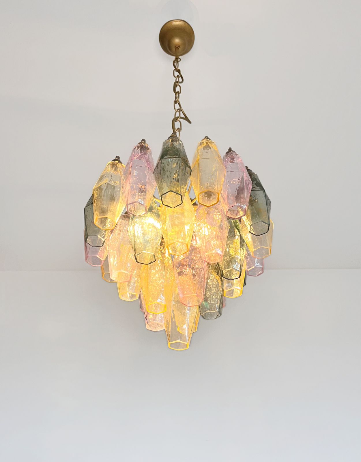 photo for sale Elegant Murano Multicolored Poliedri Chandelier   Carlo Scarpa Design