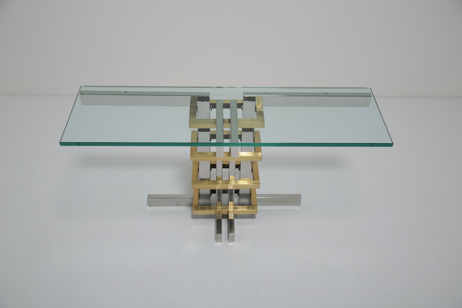 Modernist Chrome, Brass And Glass Console By Alfredo Freda For Cittone Oggi, Italy, 1970s. photo furniture