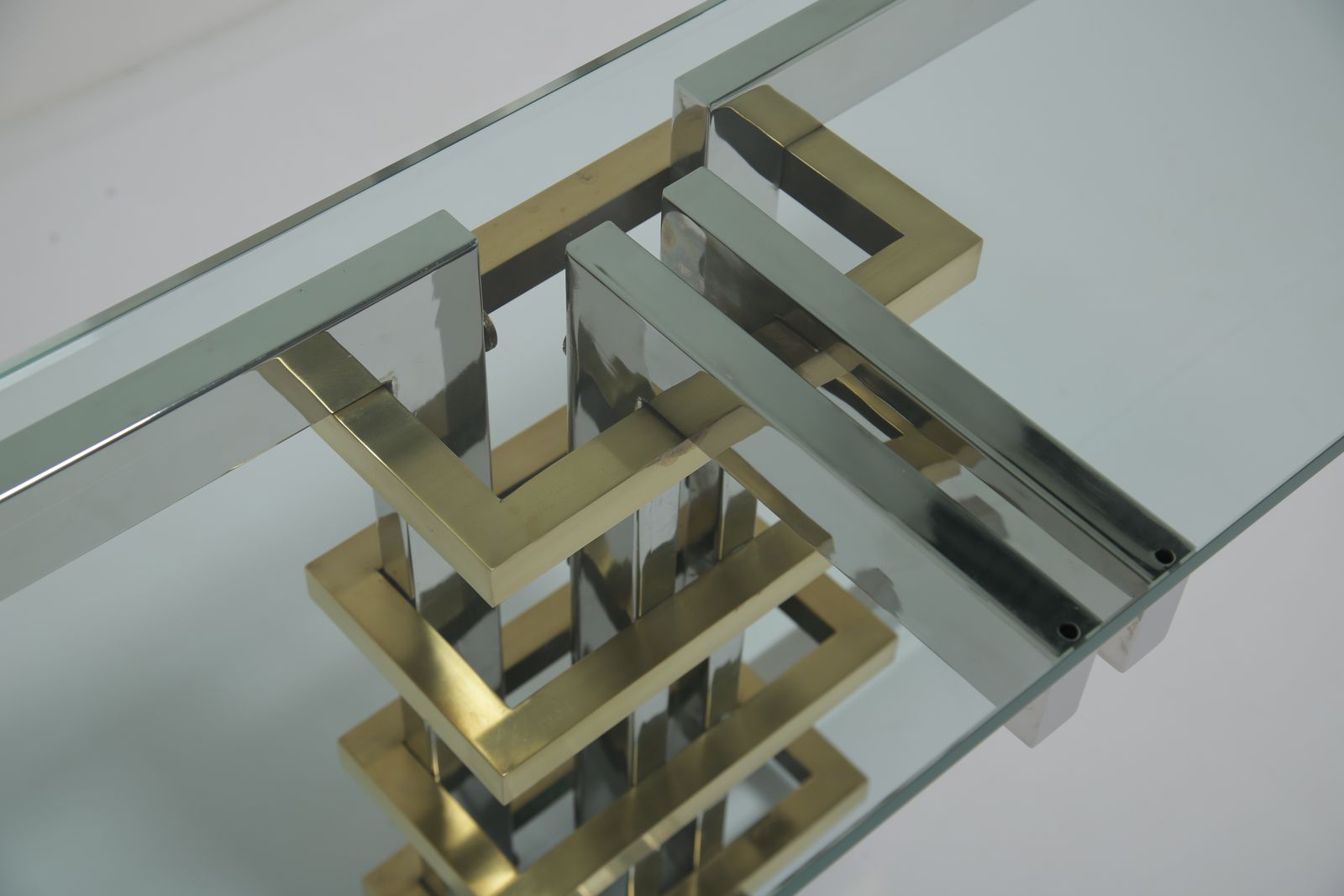 Modernist Chrome, Brass And Glass Console By Alfredo Freda For Cittone Oggi, Italy, 1970s. photo buy