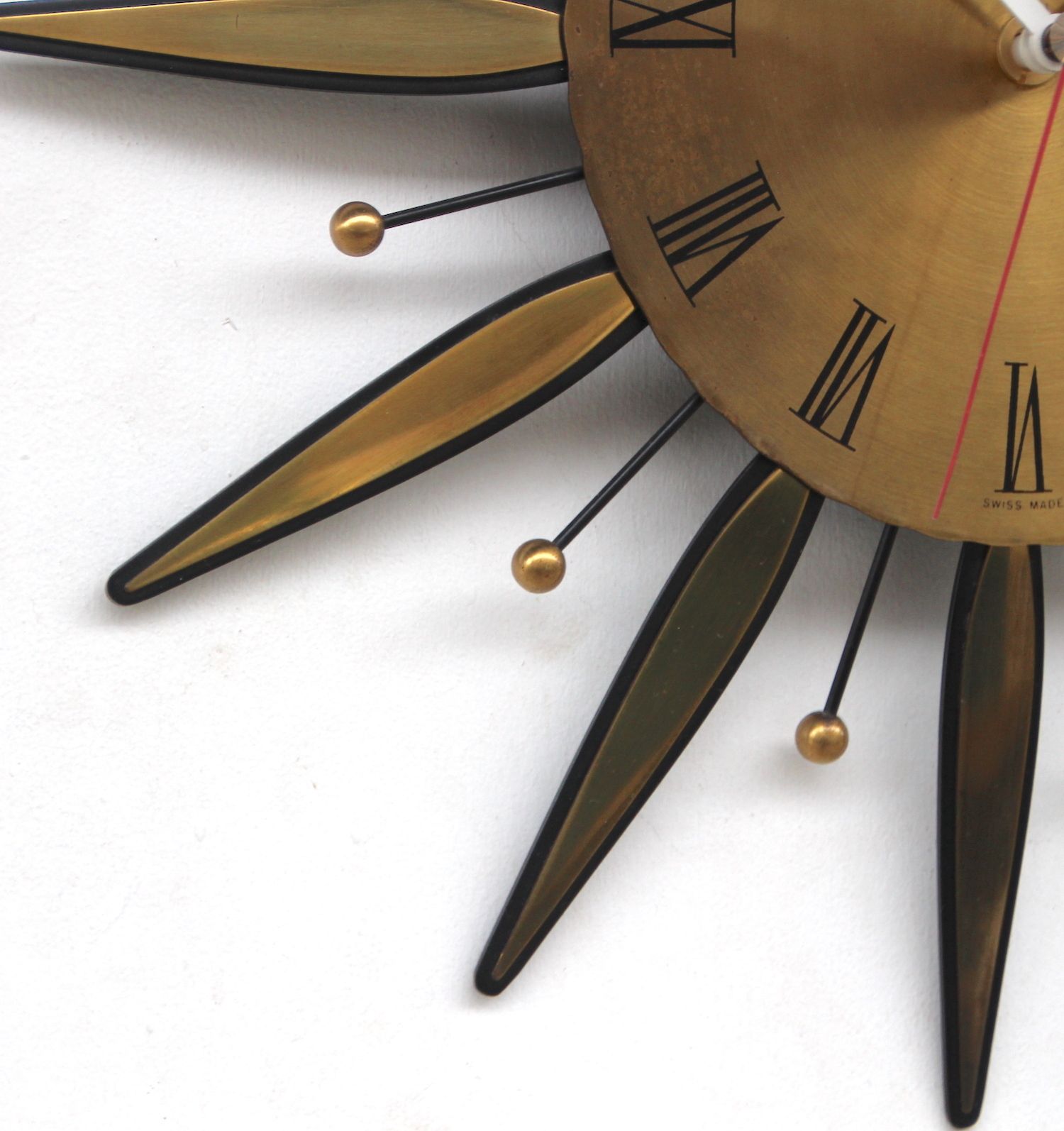 1970s Sunburst Style West German Vintage Factory Wall Clock. Fully Guaranteed photo furniture