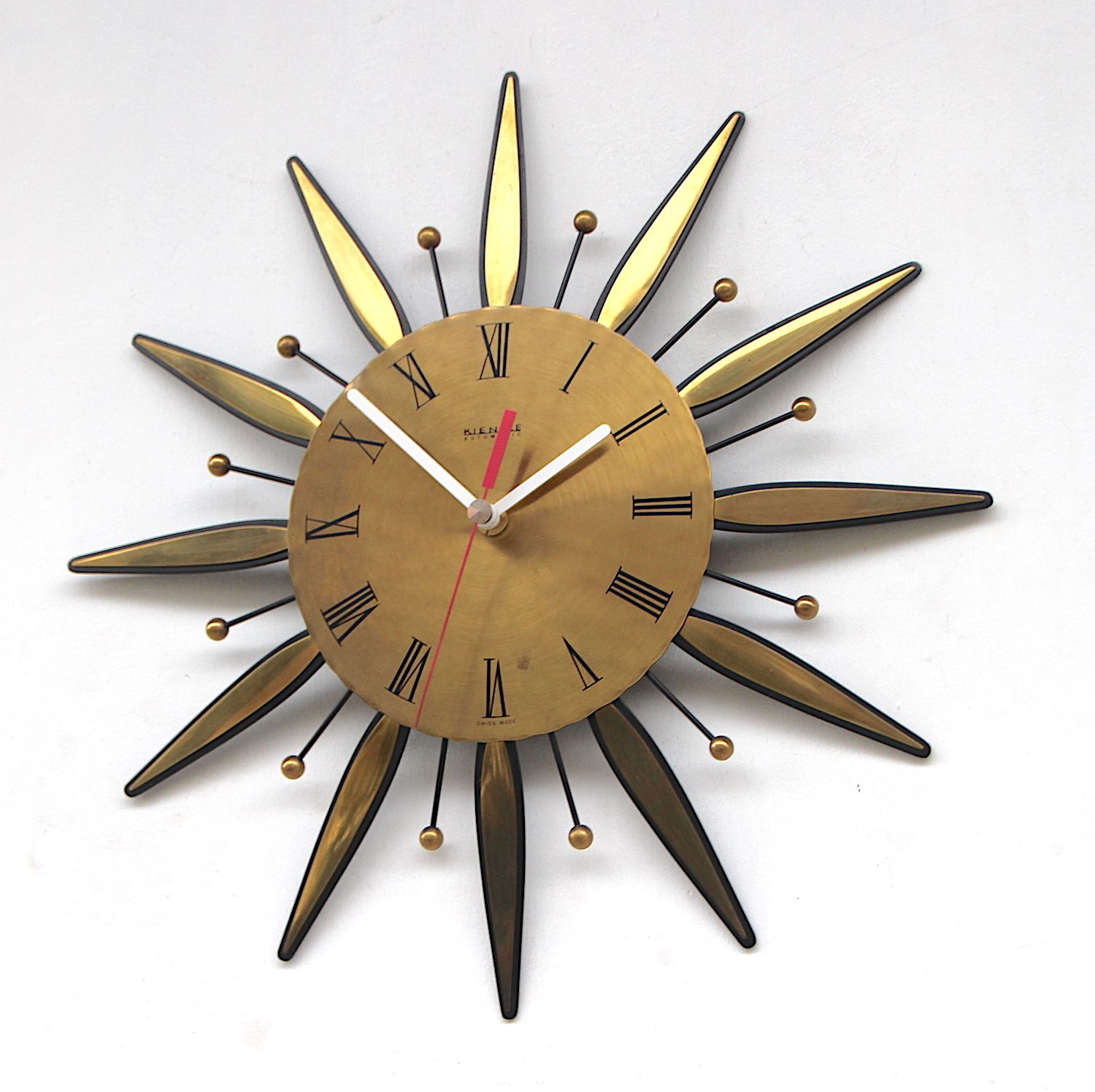 1970s Sunburst Style West German Vintage Factory Wall Clock. Fully Guaranteed photo Home Decor