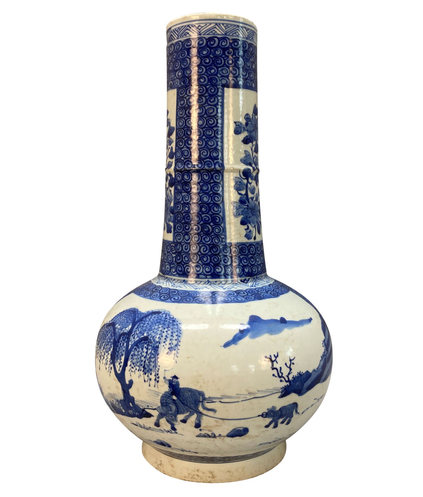 A Pair Of Chinese Blue & White Porcelain Vases photo for sale
