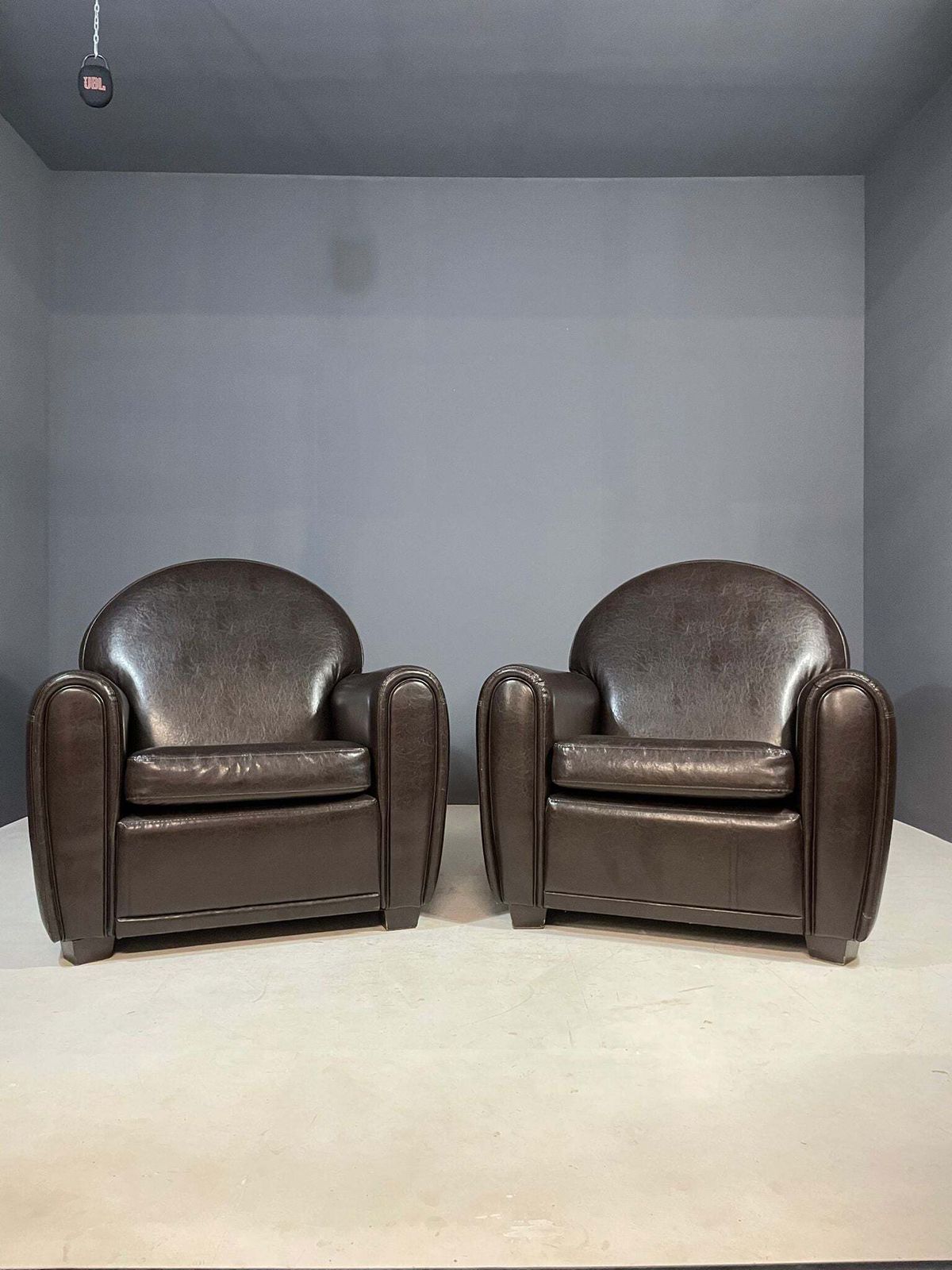 photo furniture Pair Of Leather Armchairs In French Art Deco Style, 1970s