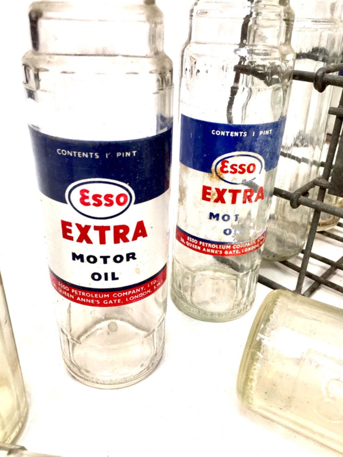 Antique Advertising Esso Extra Motor Oil Pint Bottles In Original Crate C.1940 photo Home Decor