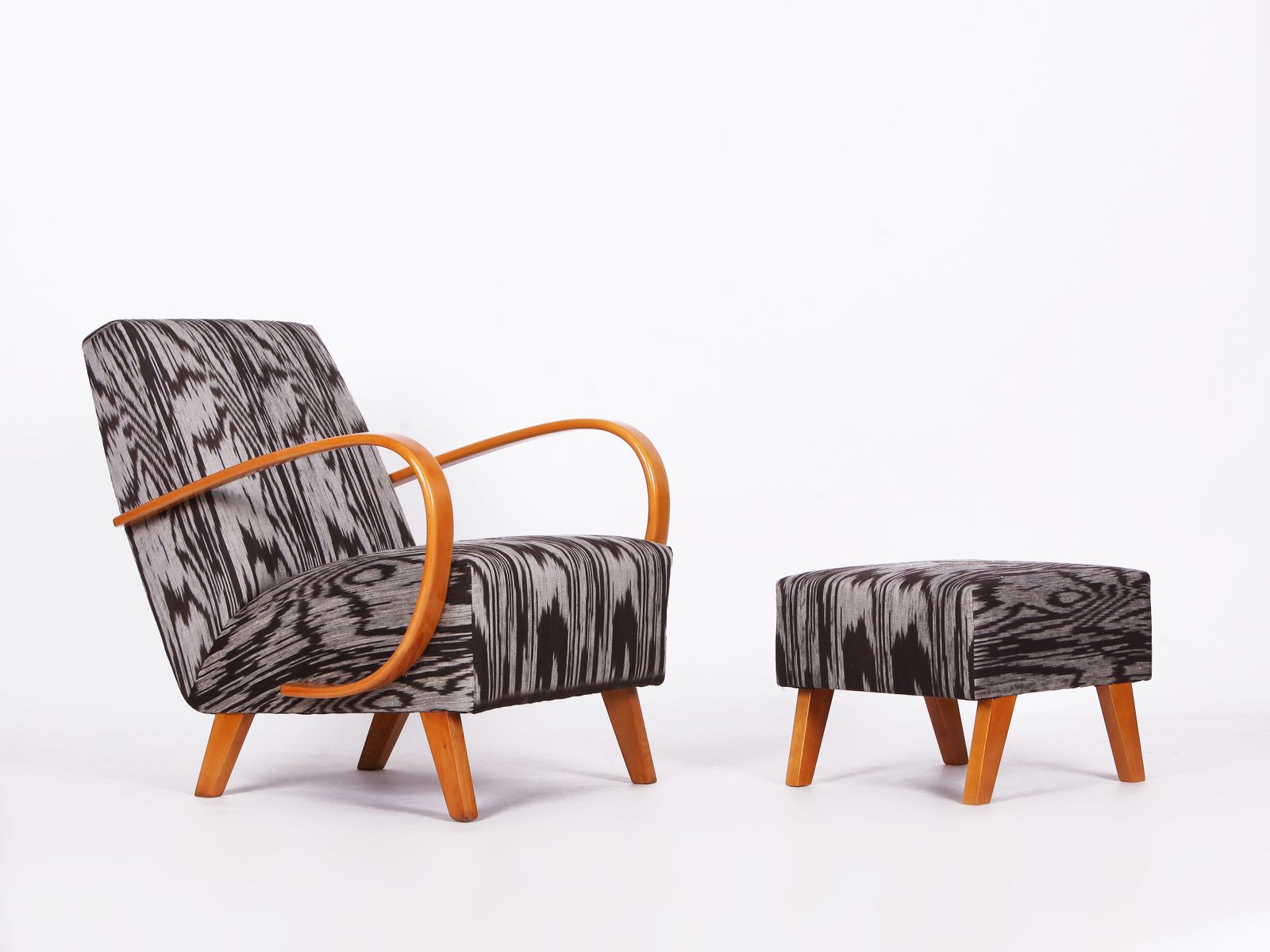 Restored 1950s Jindrich  Halabala Armchair In Handwoven Thai Silk photo furniture