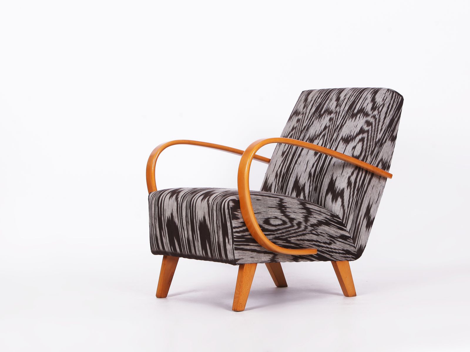 Restored 1950s Jindrich  Halabala Armchair In Handwoven Thai Silk photo buy