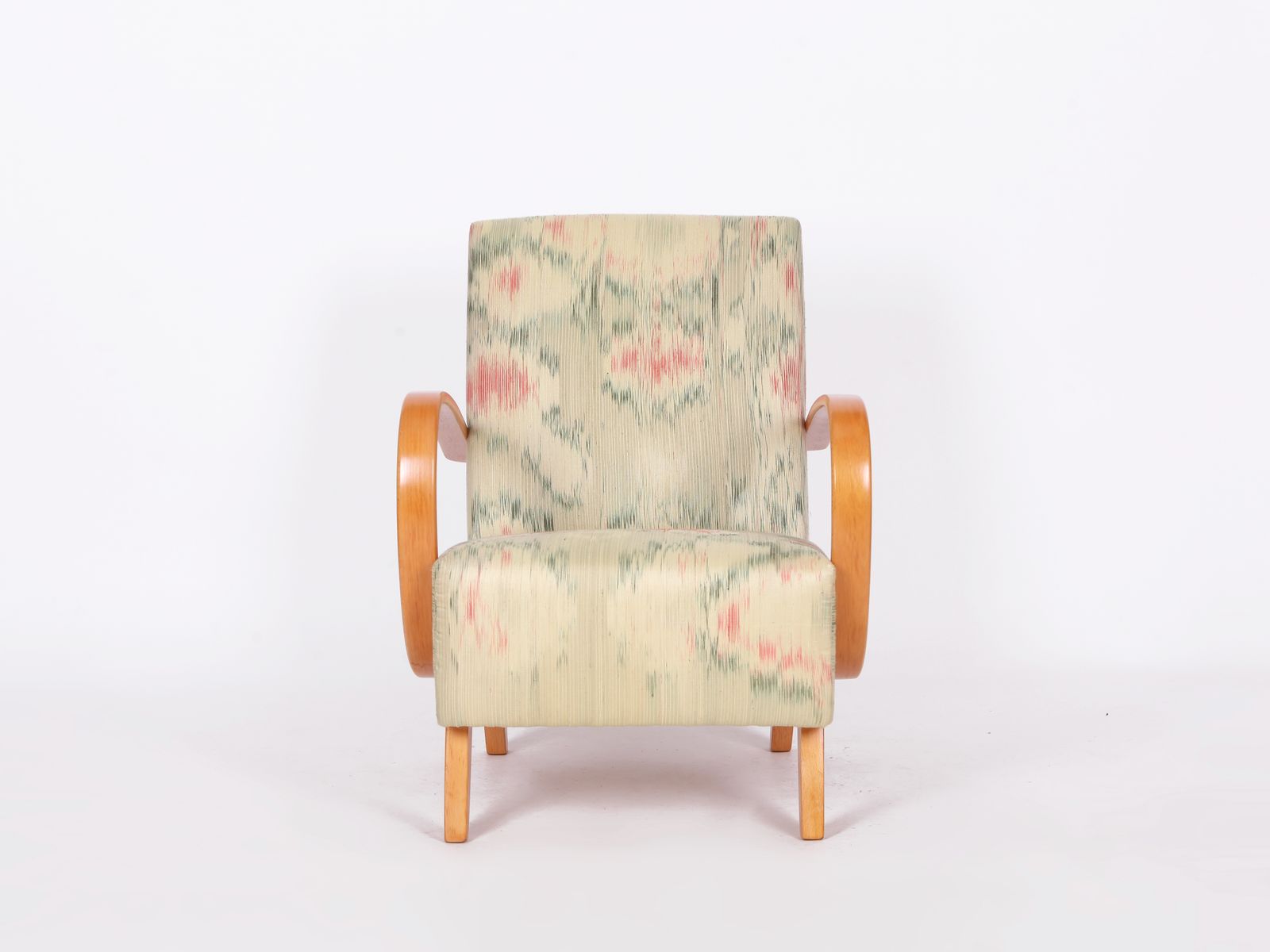 Restored 1950s Jindrich  Halabala Armchair In Handwoven Thai Silk photo 3500.0