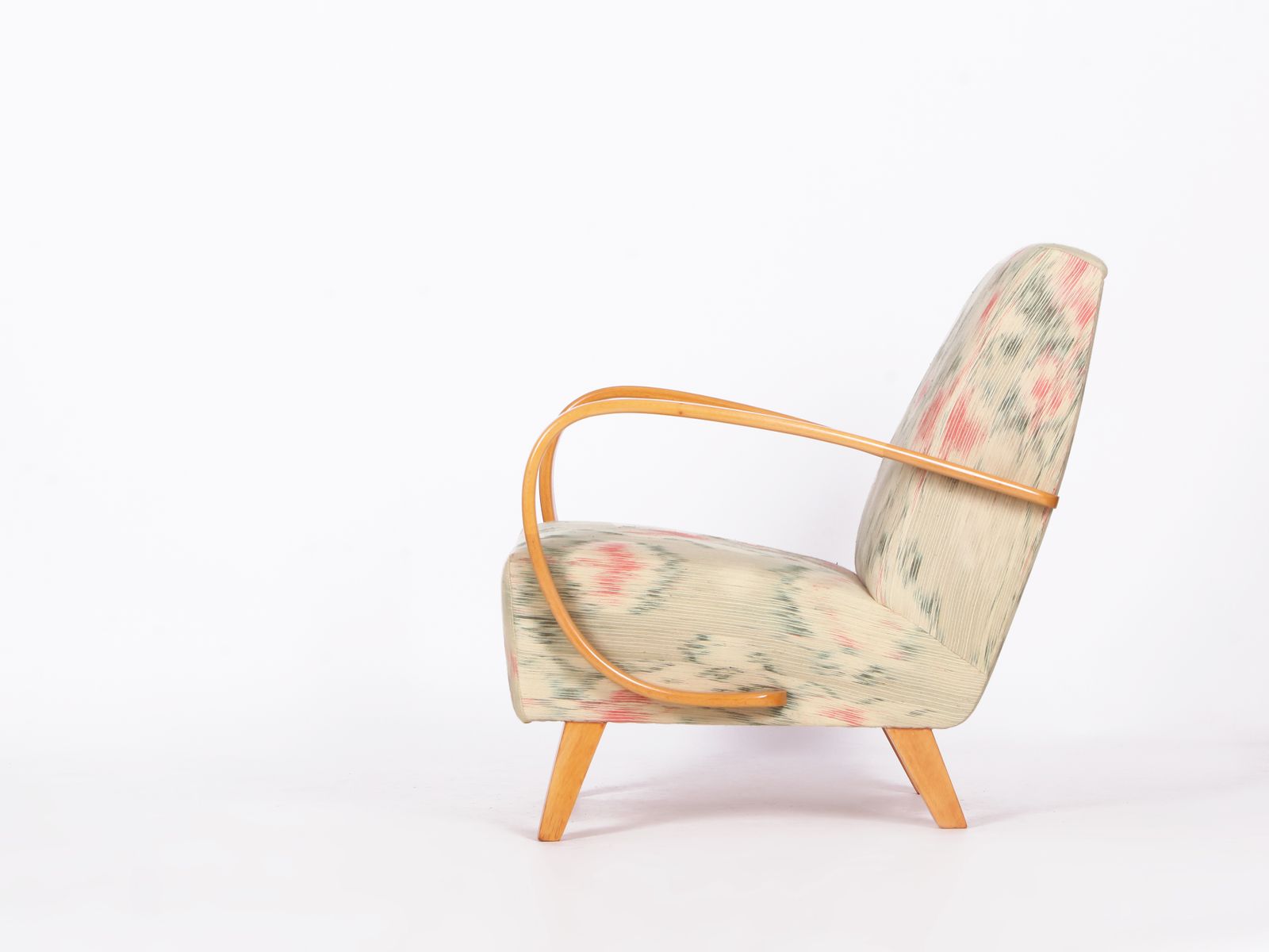 Restored 1950s Jindrich  Halabala Armchair In Handwoven Thai Silk photo vinterior