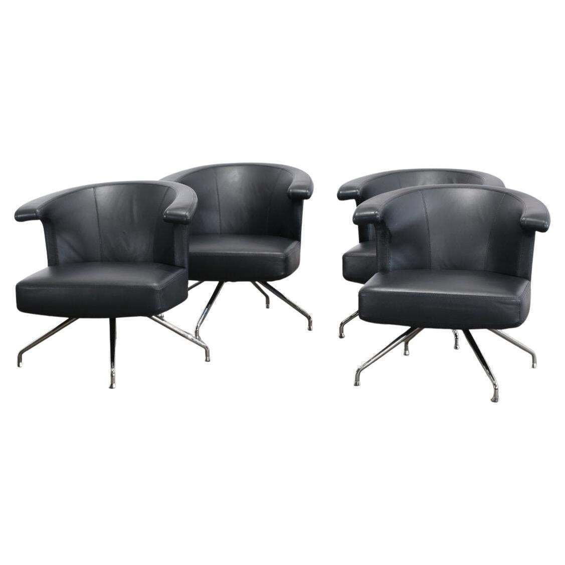Frighetto Leather Swivel Chair, Set Of Four