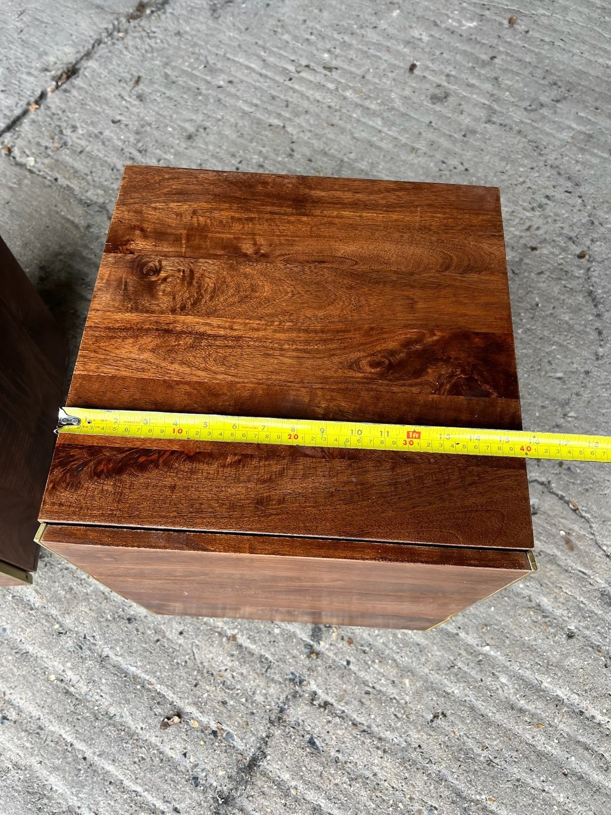 Pair Of Swoon Editions Mango Wood Bedside Tables – 3 Drawer Nightstands With Gold Detailing photo vinterior