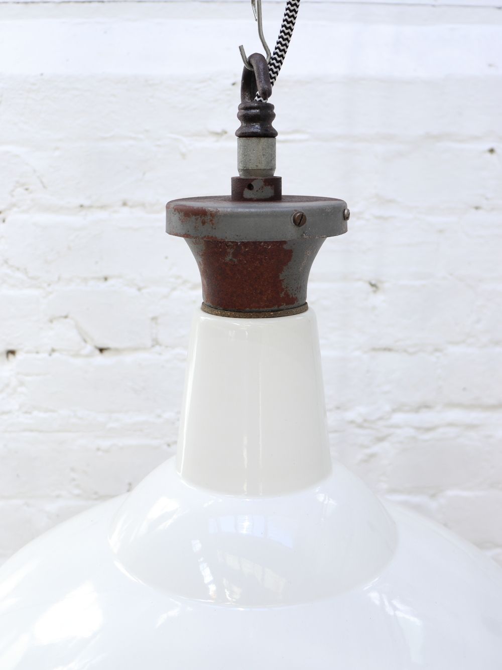 Large Vintage Benjamin Factory Pendant Light   1 Left photo Lighting