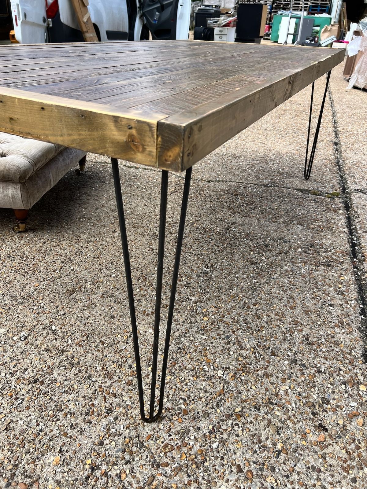 Industrial Dining Table – 6 Seater With Hairpin Legs (200cm X 95cm) photo vinterior