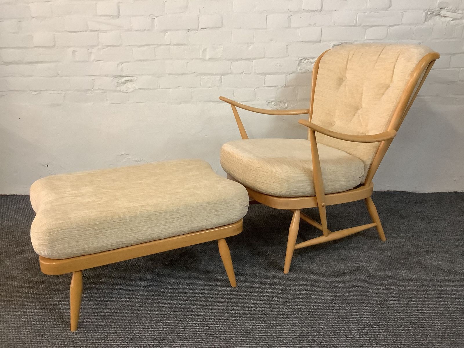 photo for sale Ercol Windsor Easy Chair And Footstool. Produced 1962/76
