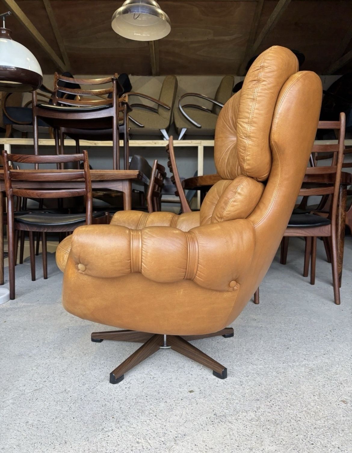 photo for sale Mid Century Scandinavian Swivel Lounge Chair By Swedfurn, "Slätte Gungan”