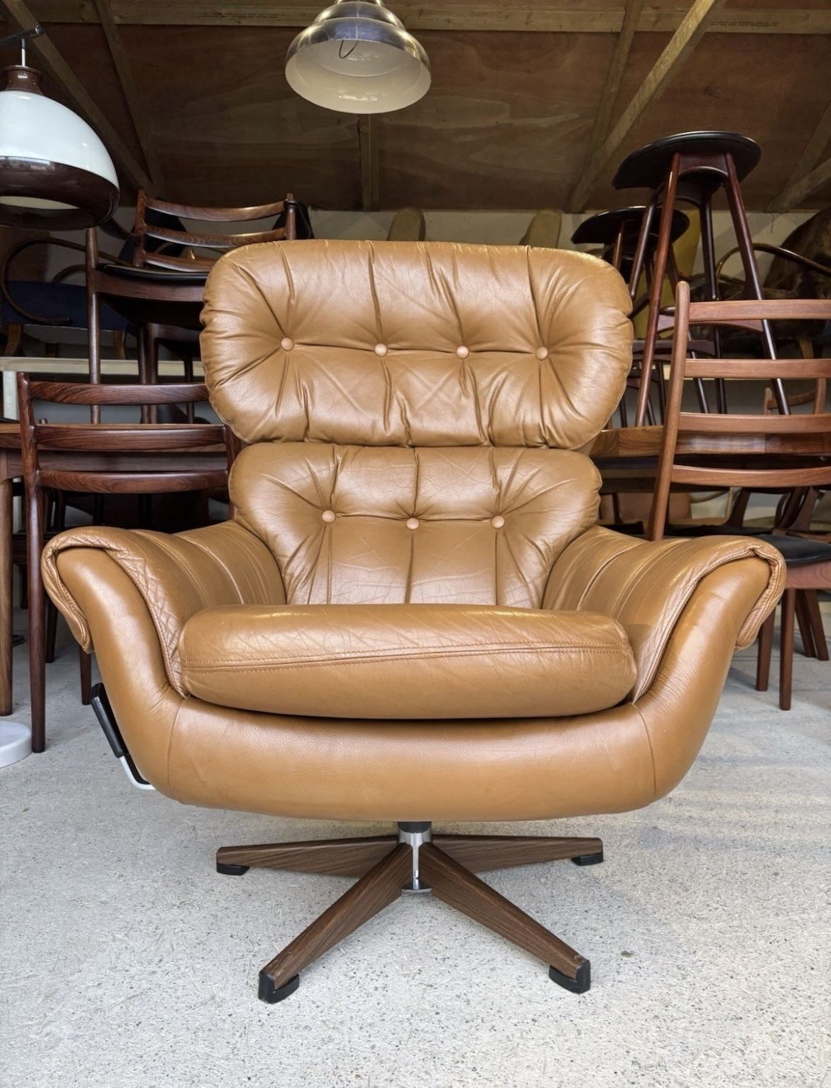 photo furniture Mid Century Scandinavian Swivel Lounge Chair By Swedfurn, "Slätte Gungan”