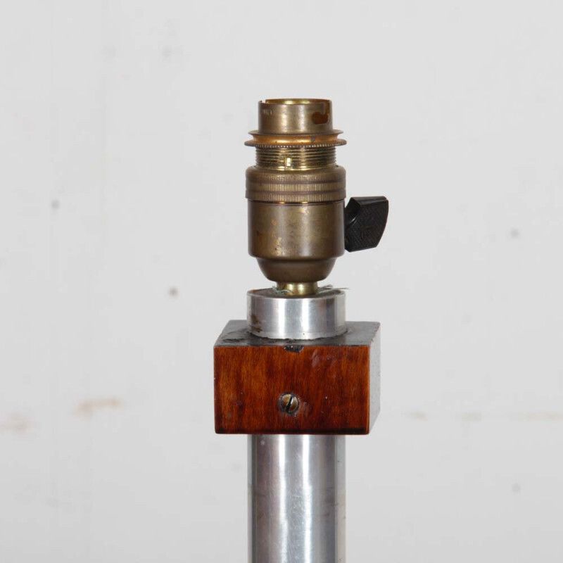 Modernist Floor Lamp In Wood And Chromed Metal, Attributed To Dim, 1930 photo 1121.0