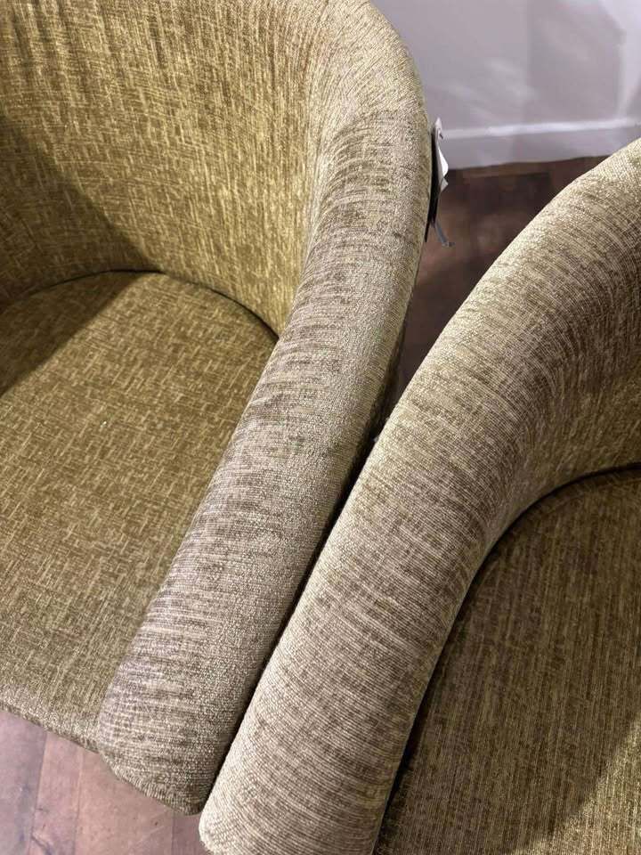 Pair Of Chenille Lime Green Tub Chairs photo 359.0