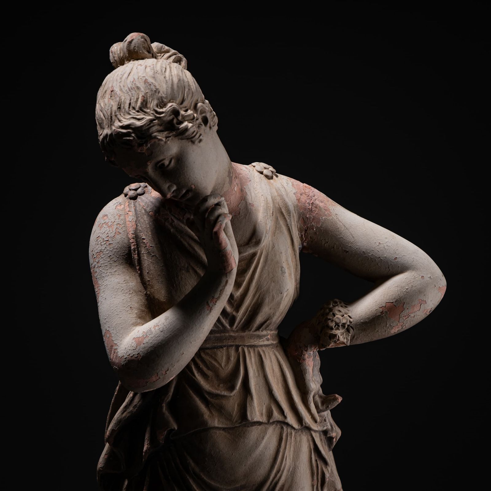 Terracotta Dancer With Finger To Chin After Antonio Canova, 19th Century photo furniture