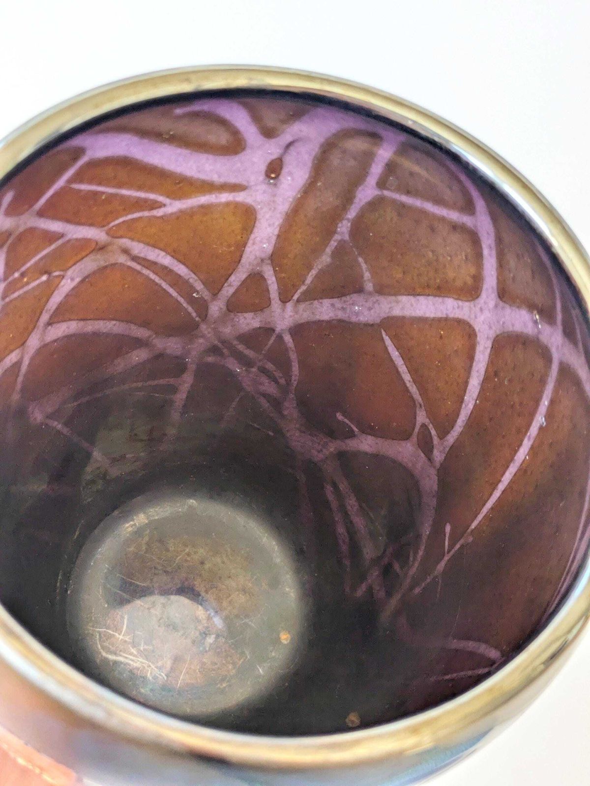 photo furniture Rare Joska Art Nouveau Style Vase, Iridescent Mouth Blown Glass, Bodenmais Germany 1990