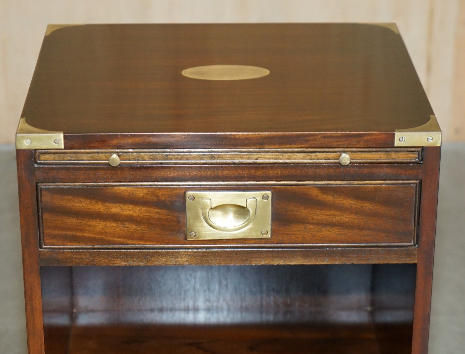 Harrods Kennedy Military Campaign Side End Table Drawers Inc Butlers Slip Tray photo Furniture