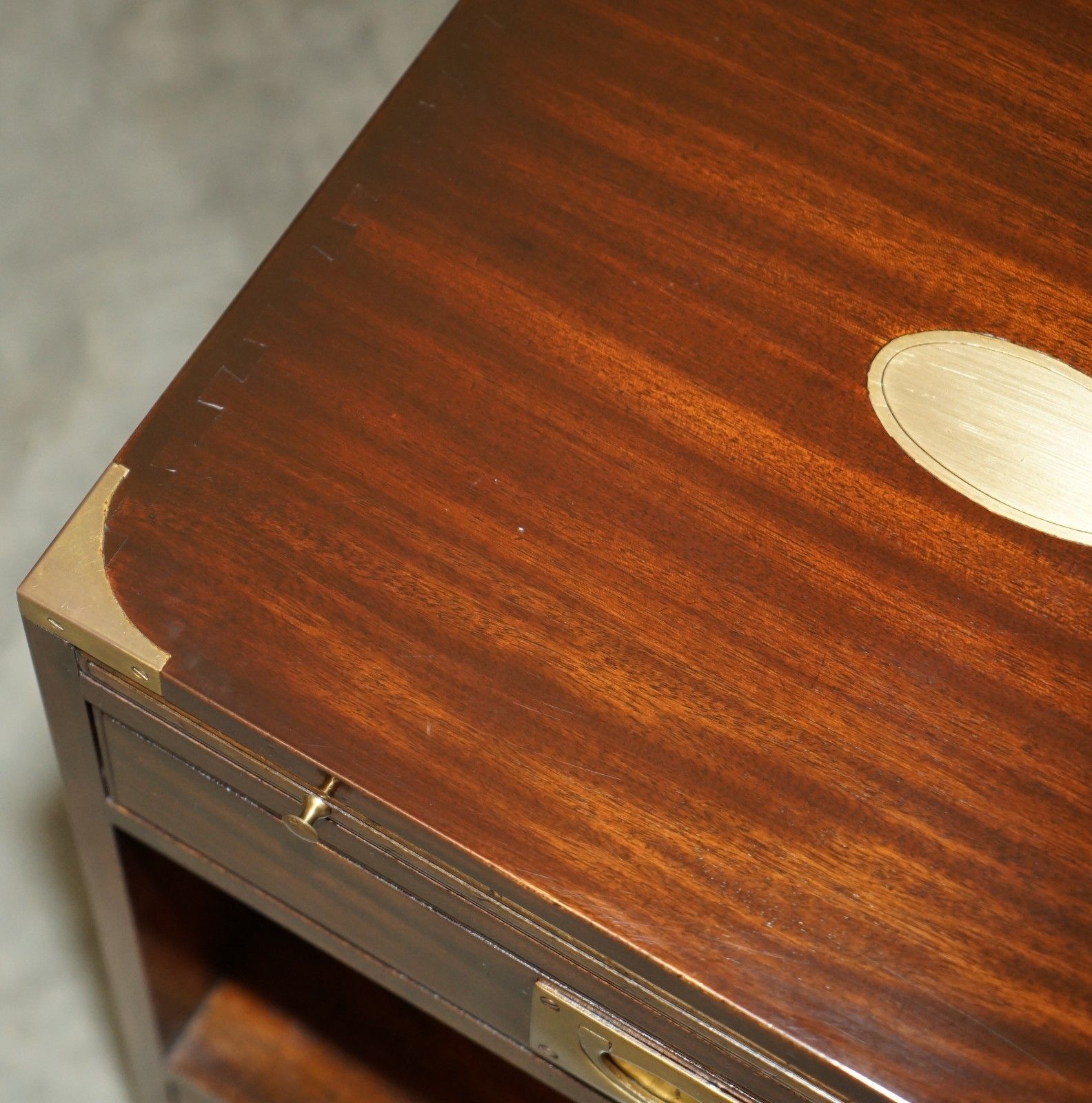 Harrods Kennedy Military Campaign Side End Table Drawers Inc Butlers Slip Tray photo buy
