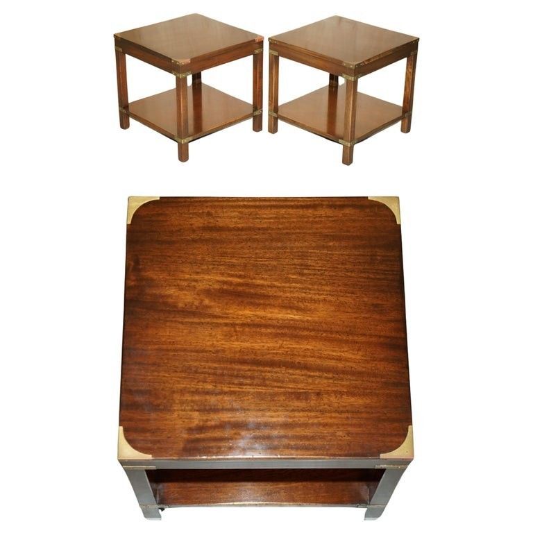 Pair Of Mahogany Harrods London Kennedy Military Campaign High Side End Tables