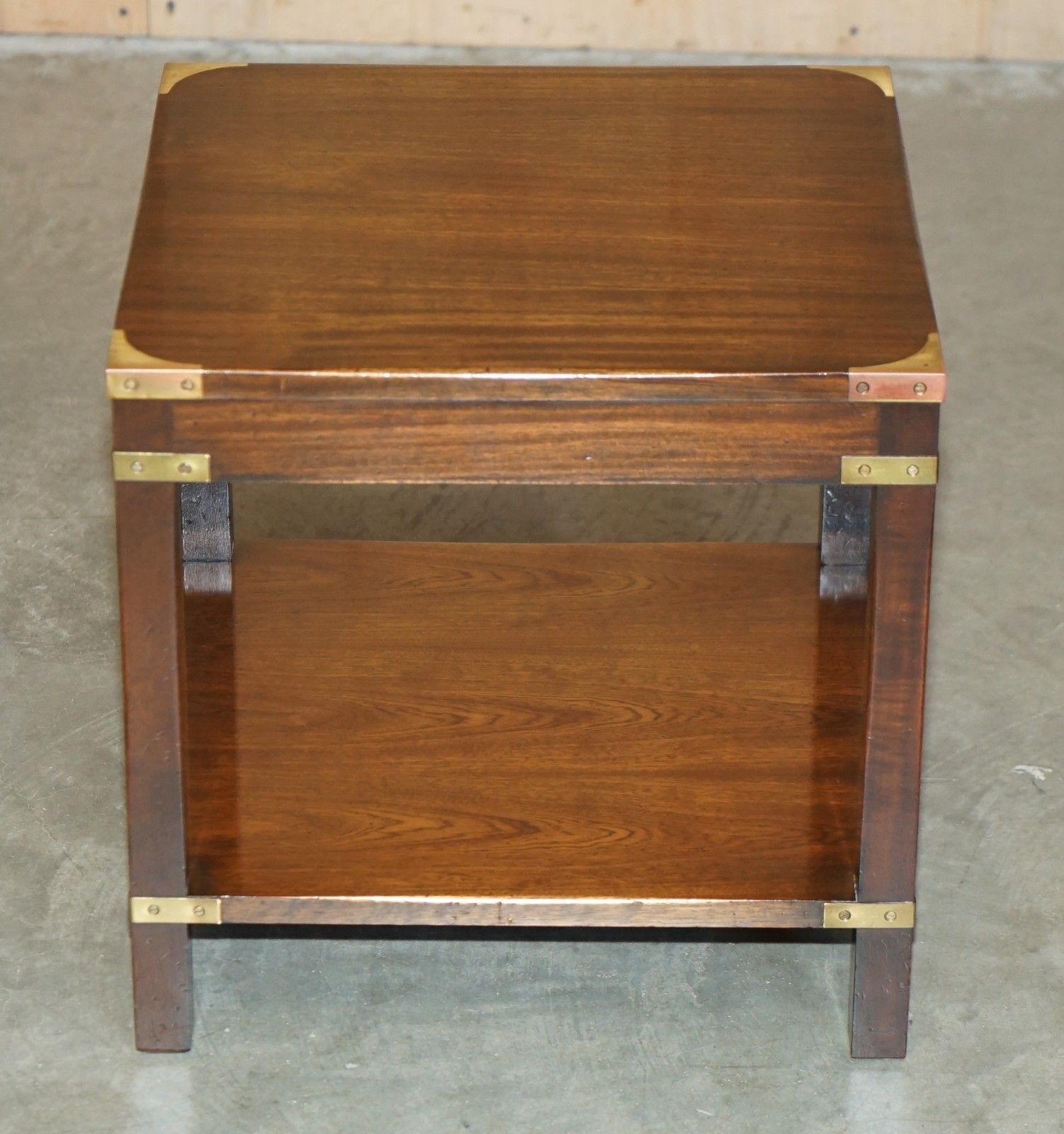 Pair Of Mahogany Harrods London Kennedy Military Campaign High Side End Tables photo Furniture