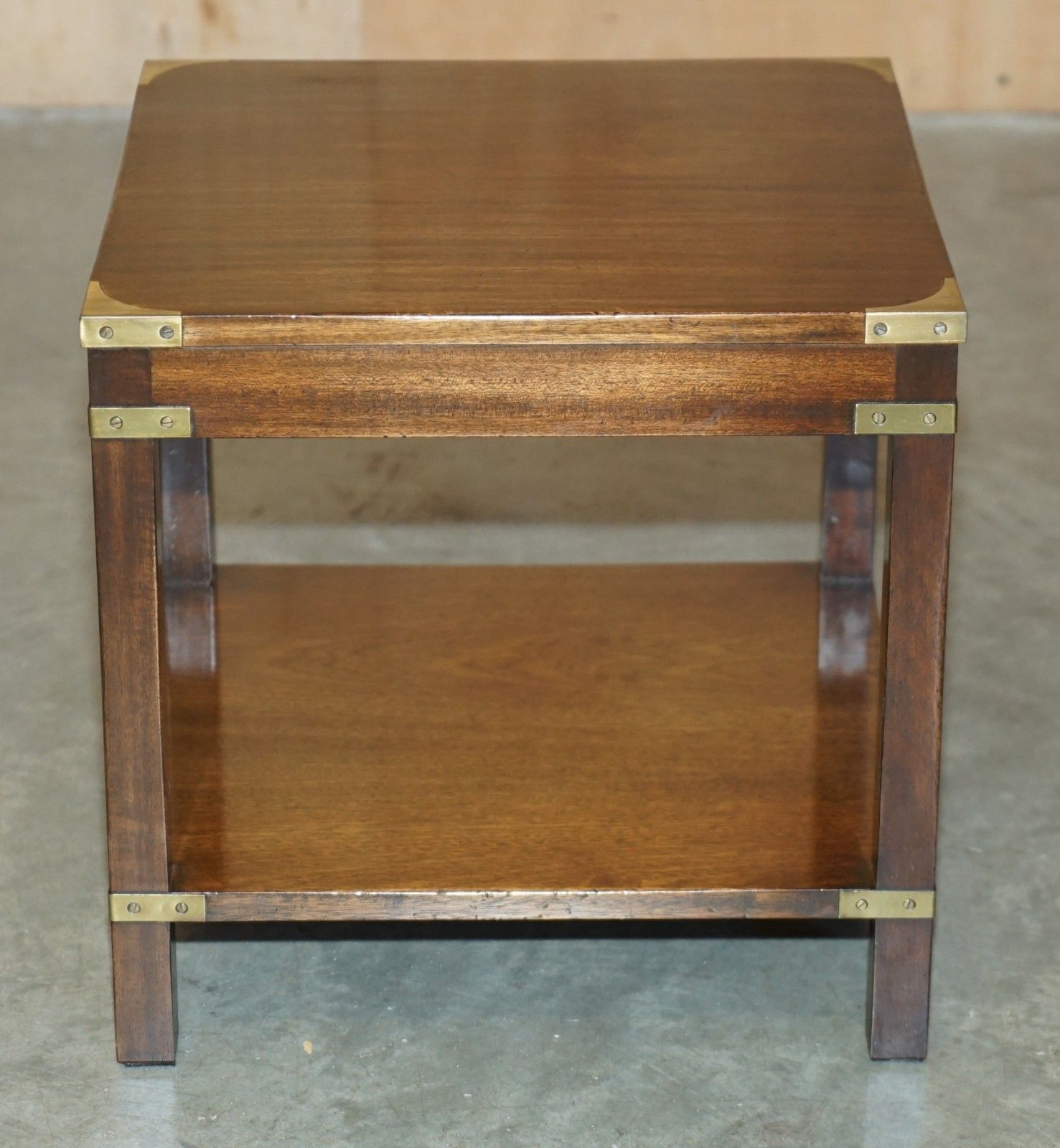 photo for sale Pair Of Mahogany Harrods London Kennedy Military Campaign High Side End Tables