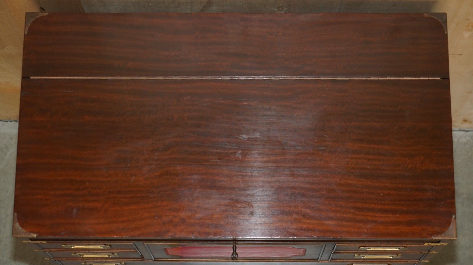 Fine Vintage Mahogany Brass & Oxblood Leather Military Campaign Chest Of Drawers photo Furniture