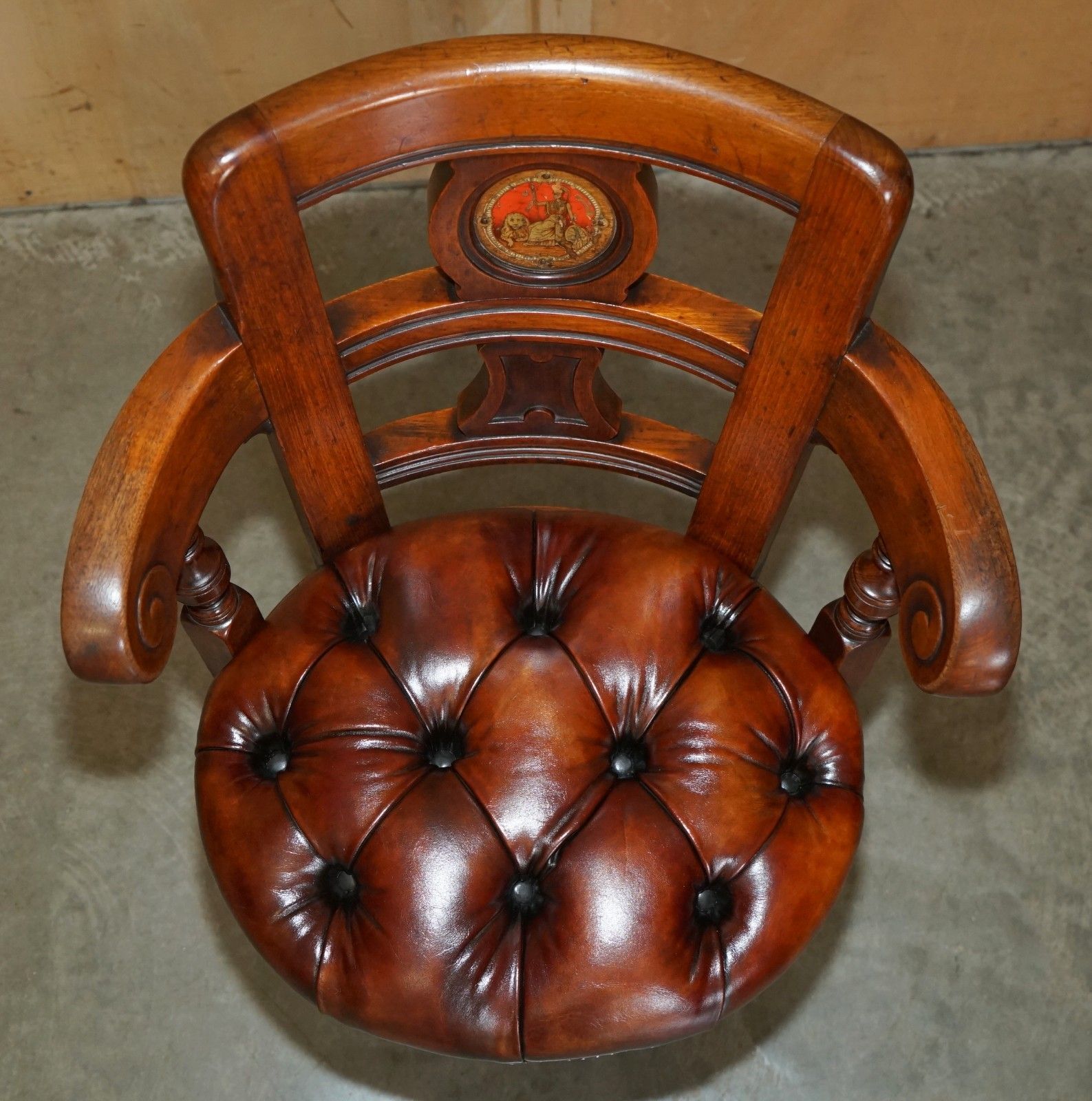 Antique Victorian Restored Brown Leather Chesterfield Tufted Captains Armchair photo 2850.0