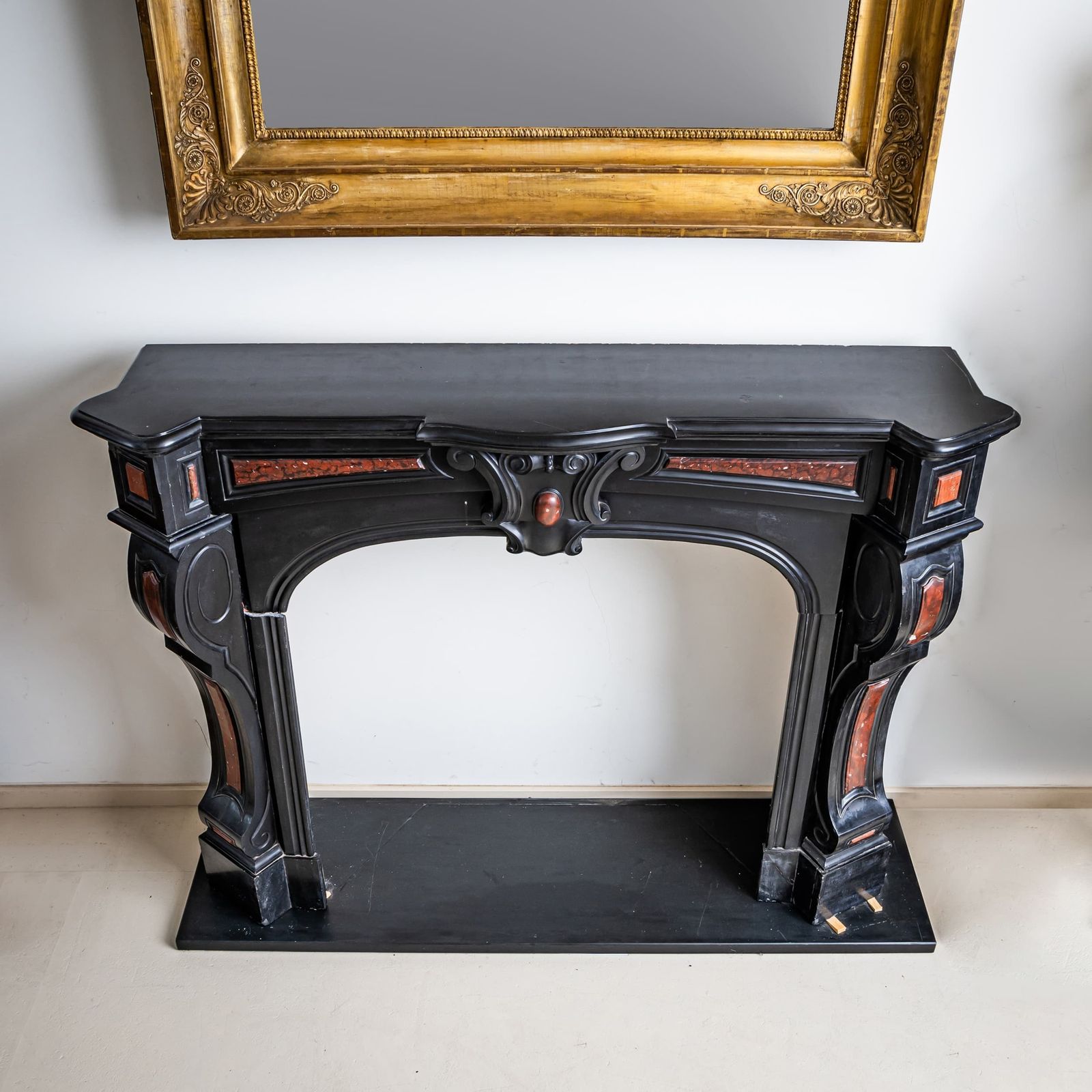 Fireplace Surround In Black Stone, France, 19th Century photo vinterior