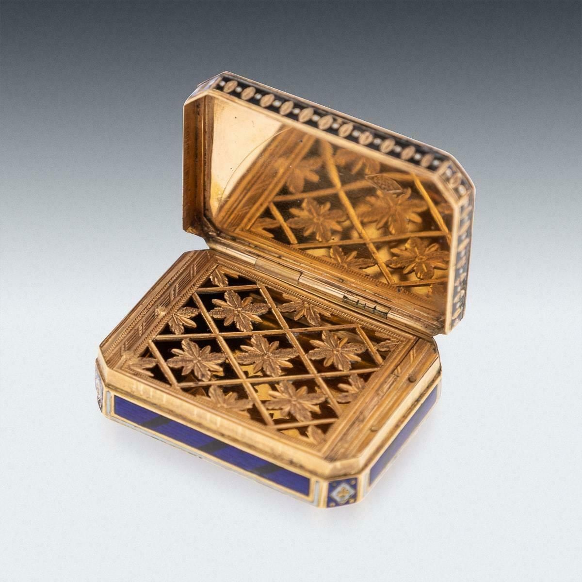 19th Century Swiss 18k Gold & Enamel Vinaigrette, Jean Georges Rémond C.1800 photo vinterior
