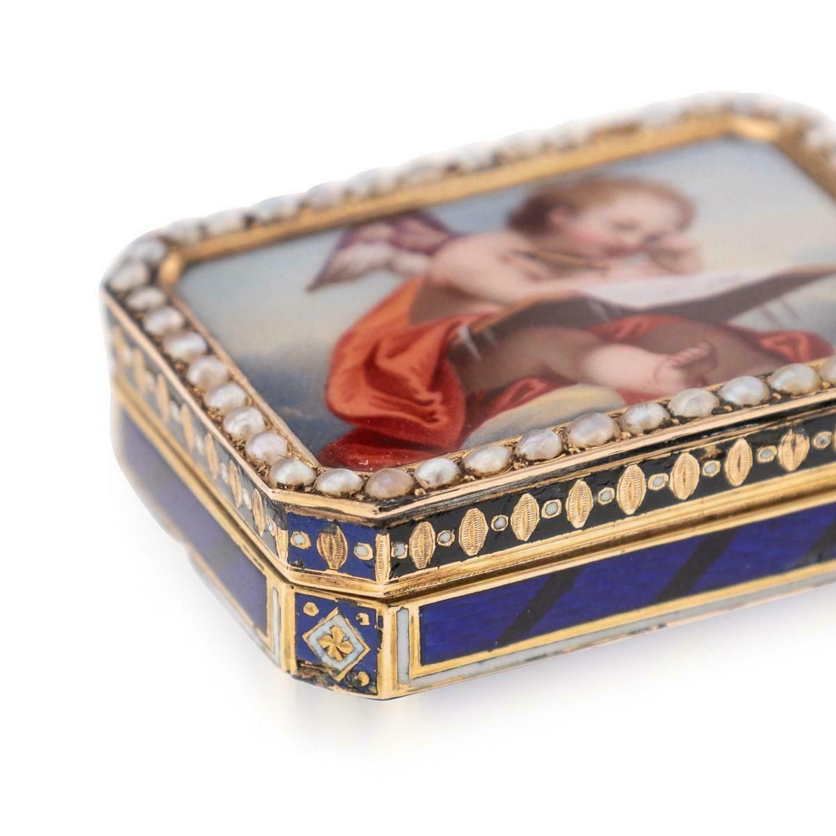 Home Decor 19th Century Swiss 18k Gold & Enamel Vinaigrette, Jean Georges Rémond C.1800 photo