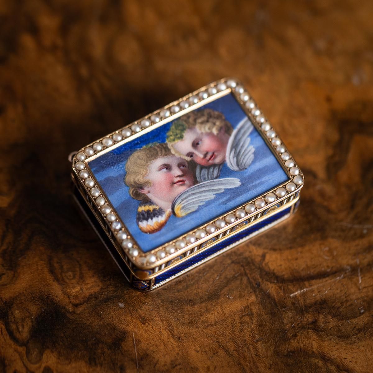Antique 19thc Swiss 18k Gold & Enamel Vinaigrette, Jean Georges Rémond C.1800 photo furniture