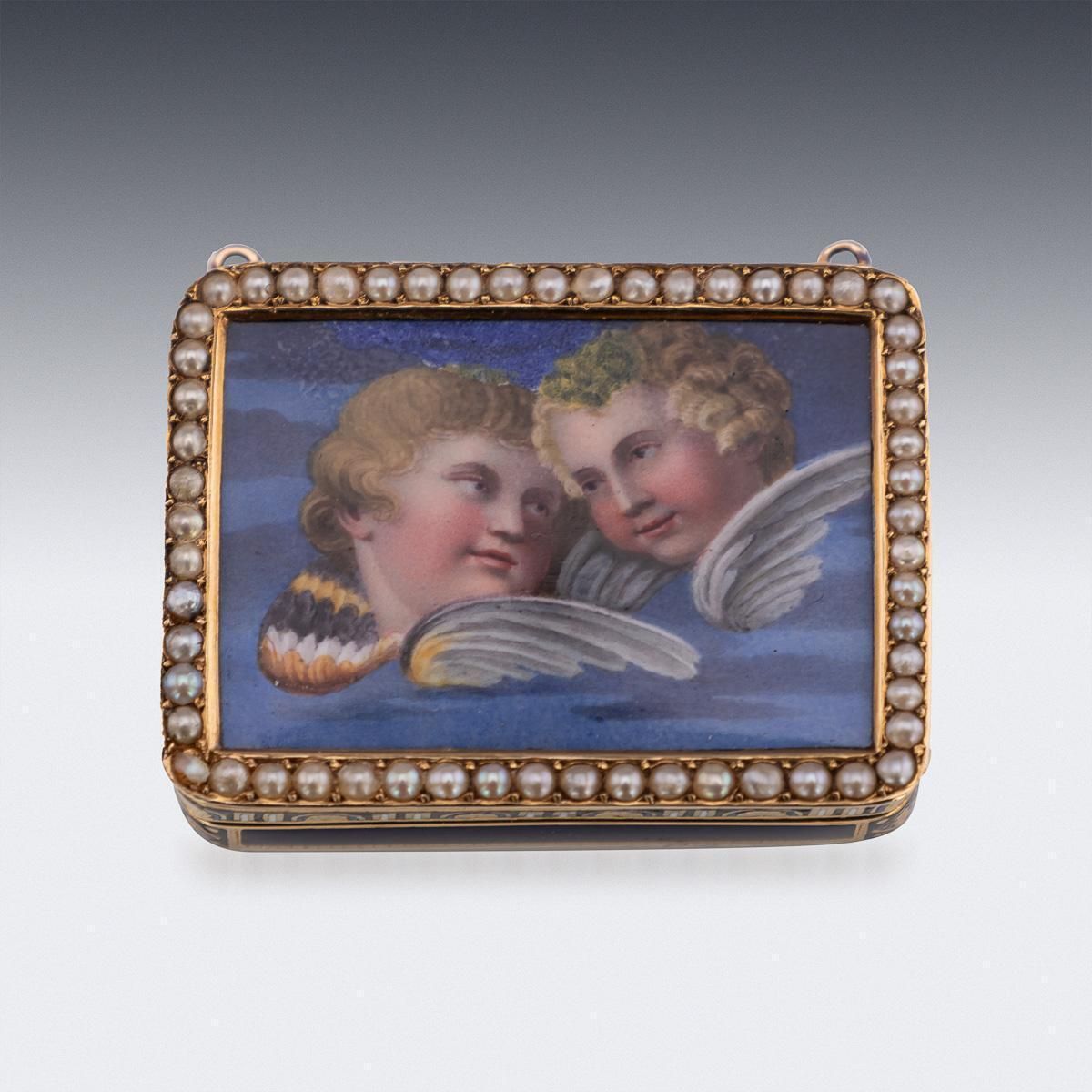 Antique 19thc Swiss 18k Gold & Enamel Vinaigrette, Jean Georges Rémond C.1800 photo for sale