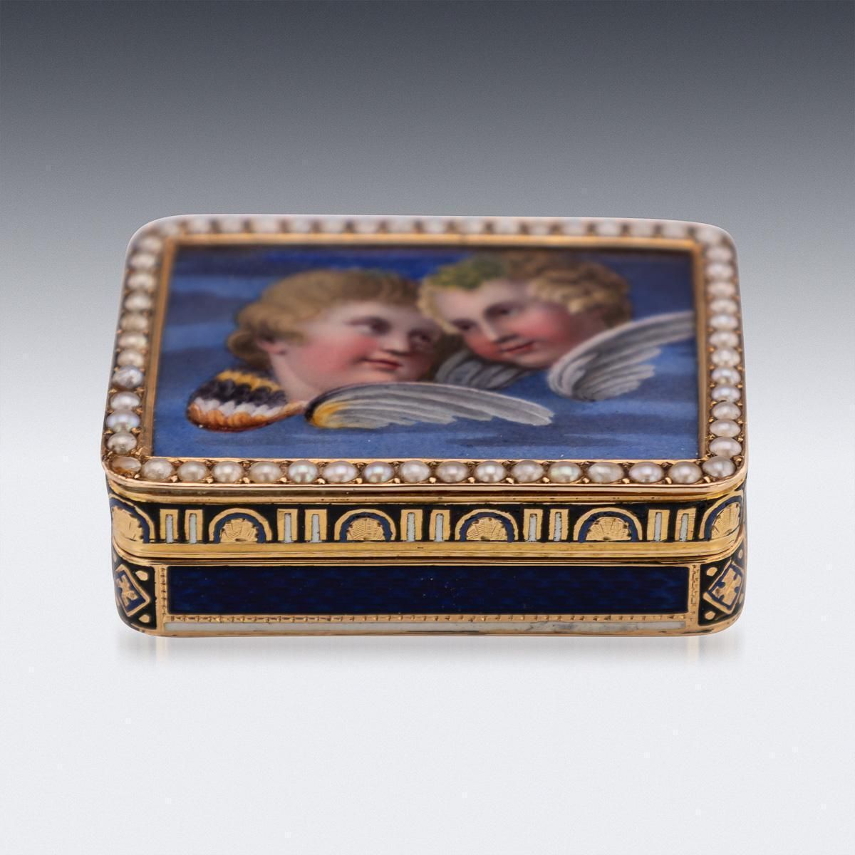 Antique 19thc Swiss 18k Gold & Enamel Vinaigrette, Jean Georges Rémond C.1800 photo Home Decor