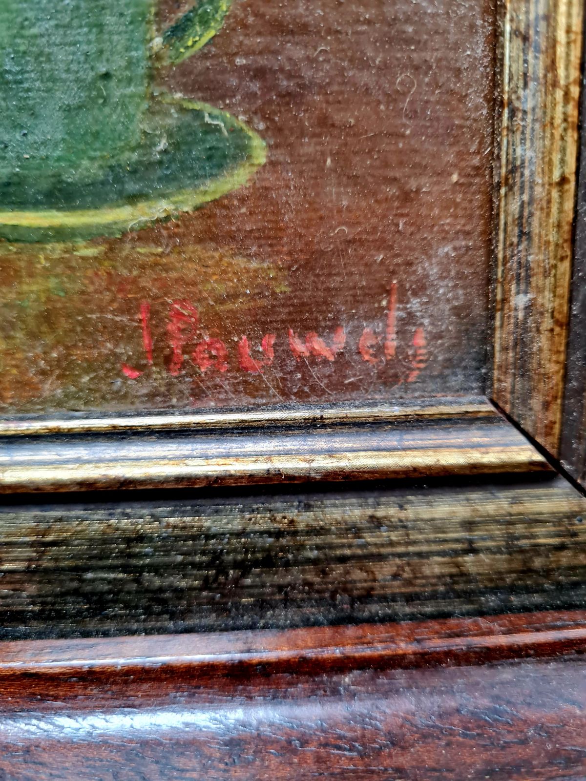 Antique Early 20th Century Framed Oil Painting On Canvas photo vinterior