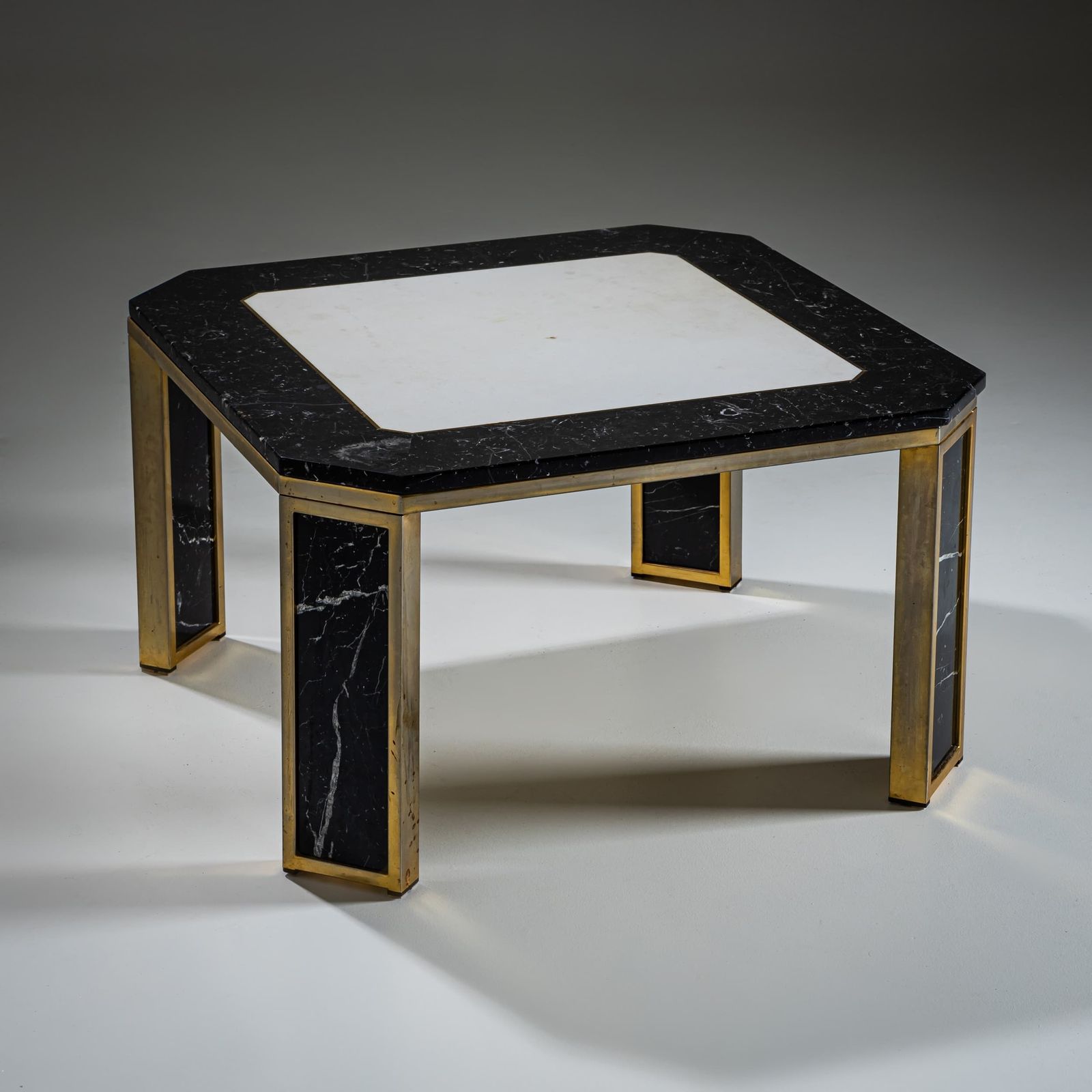 Hollywood Regency Marble And Brass Coffee Table, Probably Italy, 1970s photo Furniture