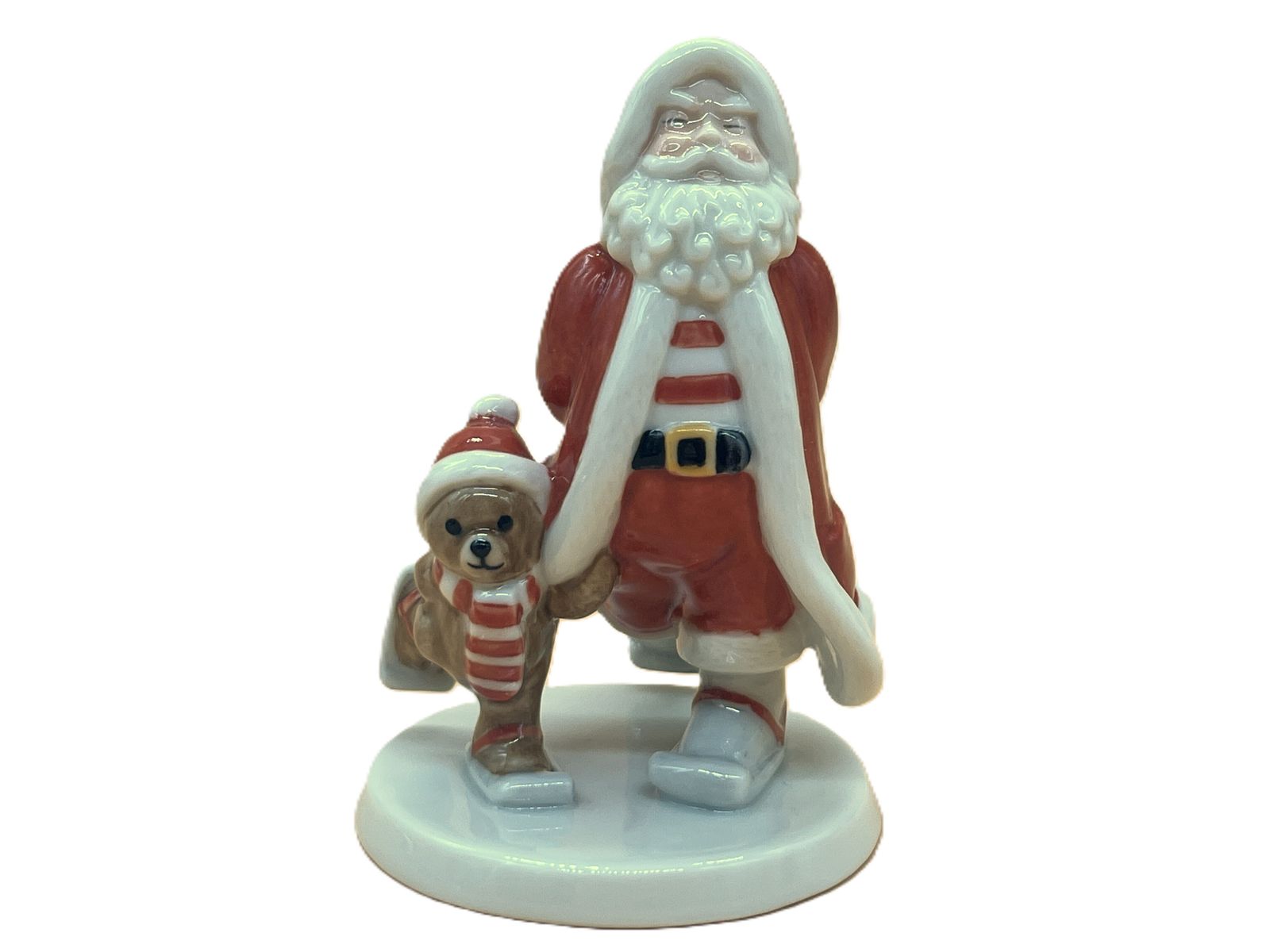 Royal Copenhagen Porcelain 2008 Annual Santa & Teddy Skating Figurine In Original Box. photo furniture