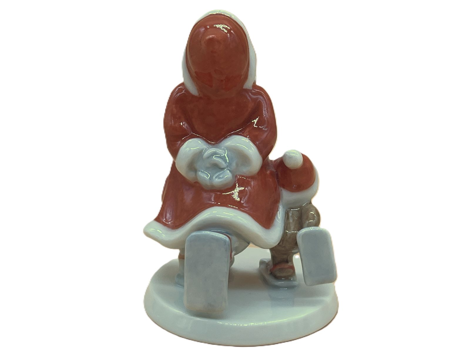 Royal Copenhagen Porcelain 2008 Annual Santa & Teddy Skating Figurine In Original Box. photo buy
